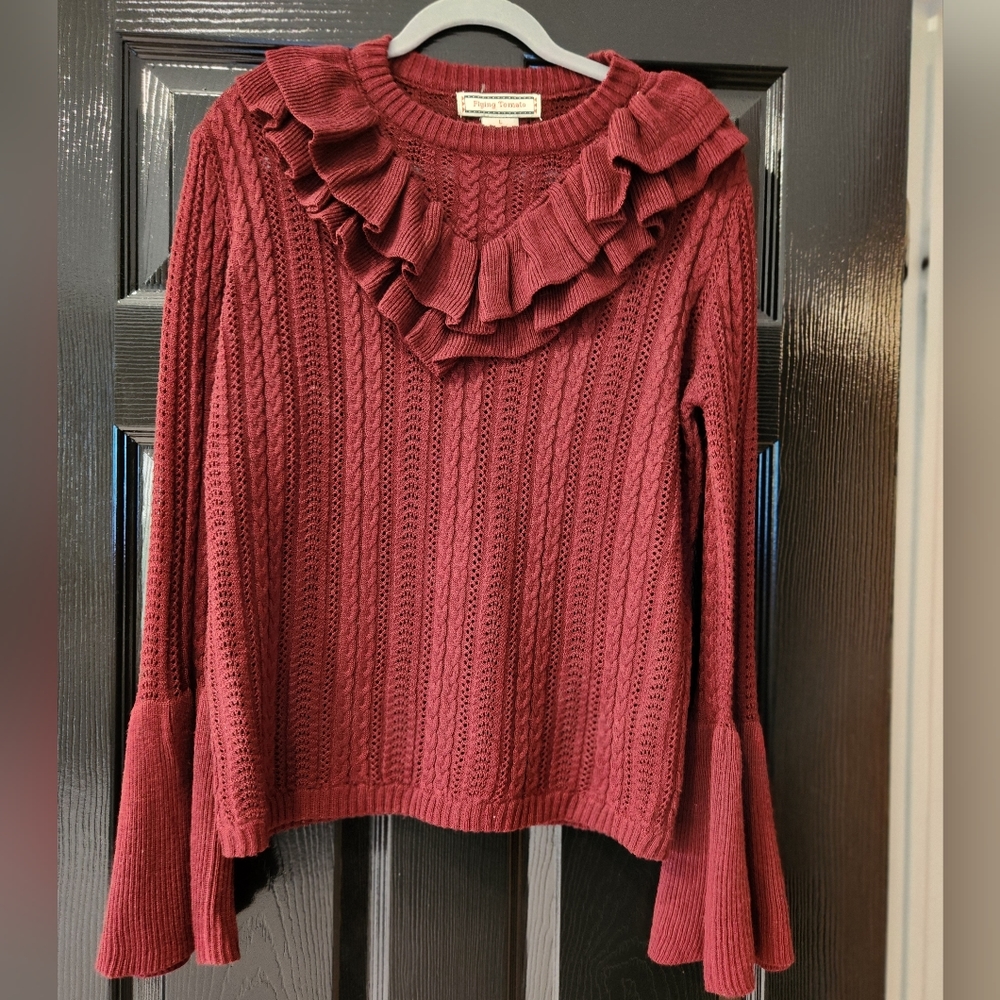 🩷Burgundy bell sleeve sweater